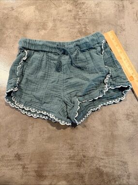 Old Navy Teal Gauze Shorts with White Scallop Trim